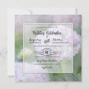 Elegant Hydrangea Garden Floral Script Typography Invitation