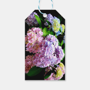Elegant hydrangea gardens pink purple blue floral gift tags