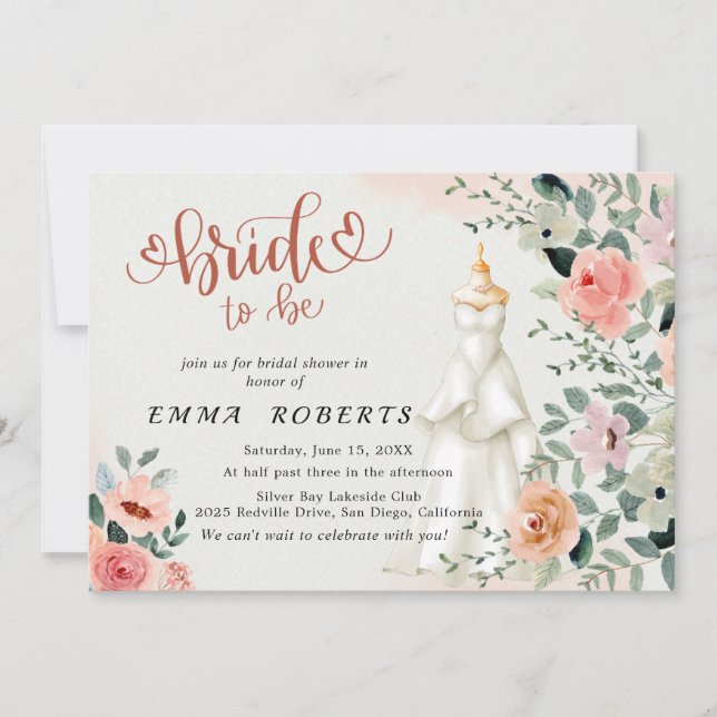 Elegant Hydrangea | Horizontal Bridal Shower  Invitation (Front)