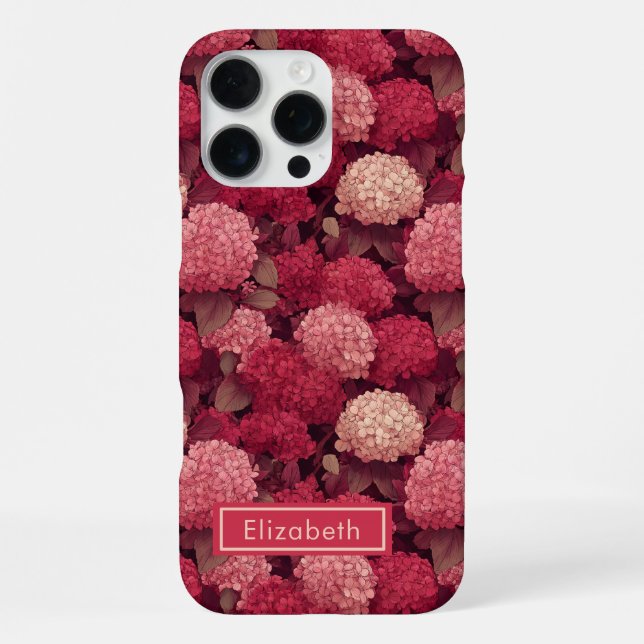 Elegant hydrangea Name Iphone Case for Her (Back)