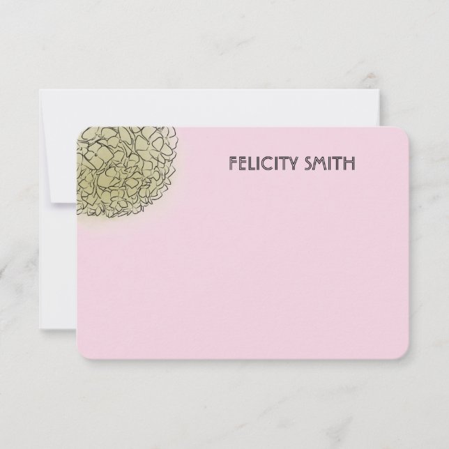 Elegant Hydrangea Personalised Stationery Pink Card (Front)