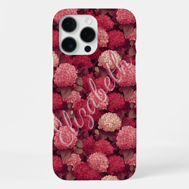 Elegant hydrangea Personalizable Name Iphone Case (Back)