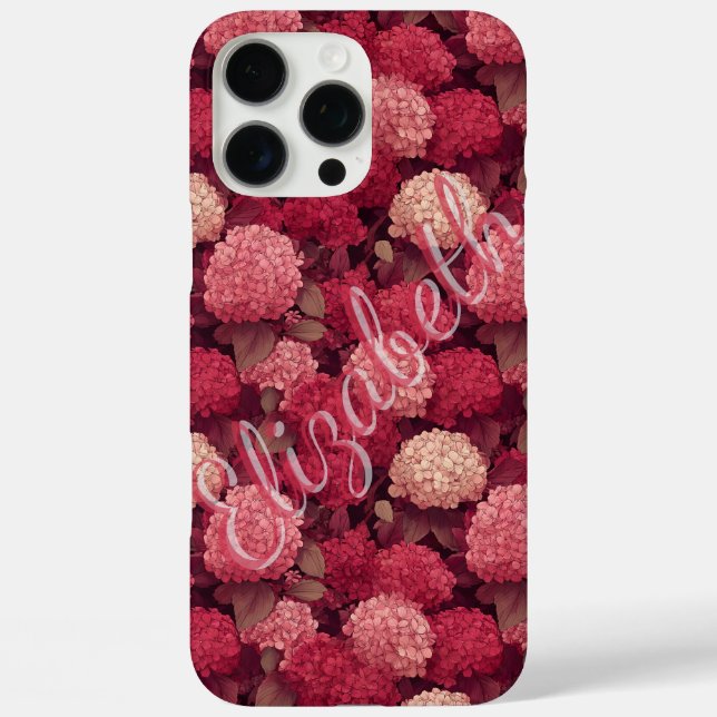Elegant hydrangea Personalizable Name Iphone Case (Back)