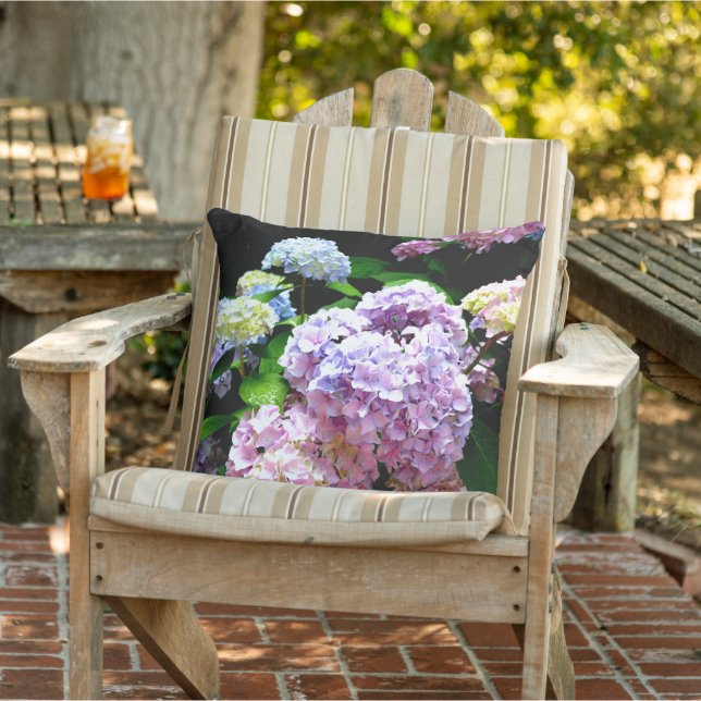 Elegant hydrangea pink blue purple floral cushion (Chair)