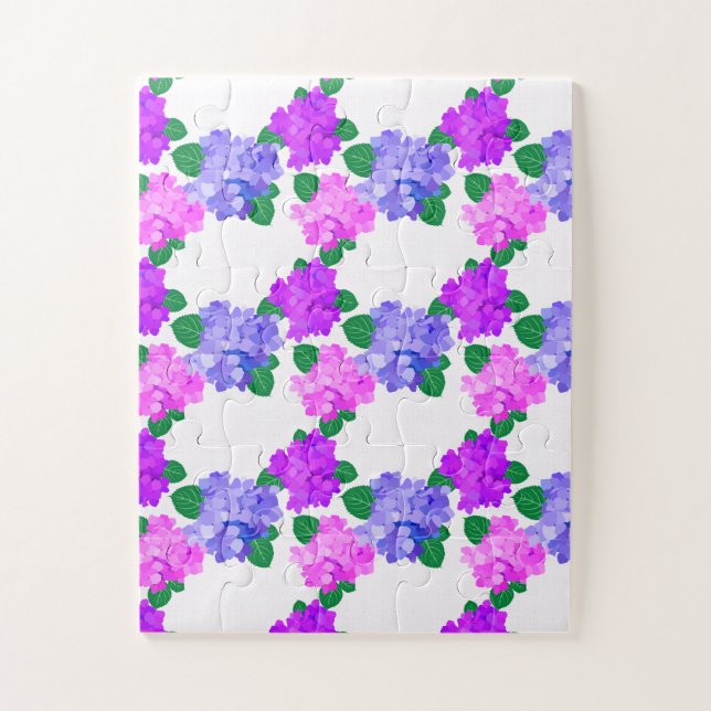 Elegant Hydrangea Pink Purple Flowers Bouquet Jigsaw Puzzle (Vertical)