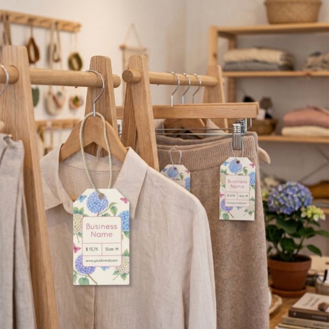 Elegant Hydrangea Price Tag with QR Code (Creator Uploaded)