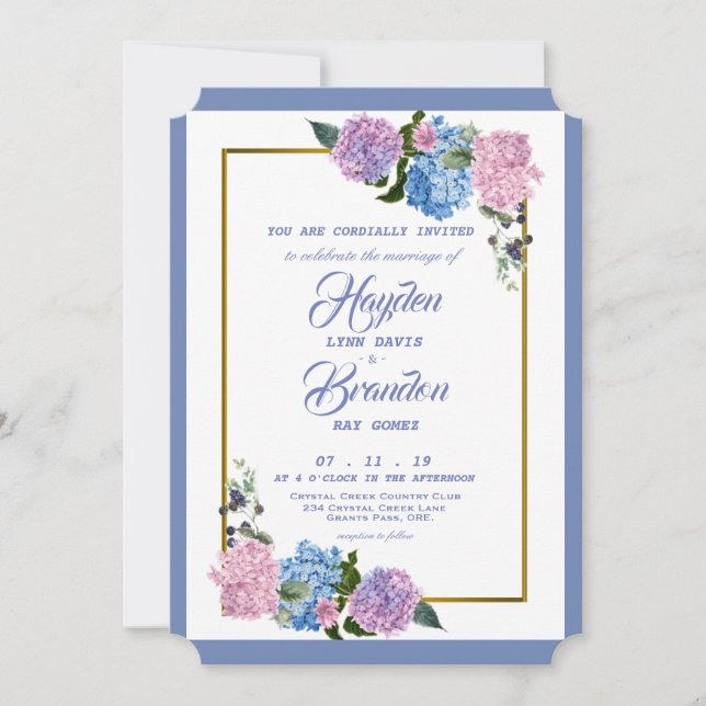 Elegant Hydrangea Wedding Invitation (Front)