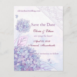 Elegant Hydrangea Wedding Save the Date Postcards