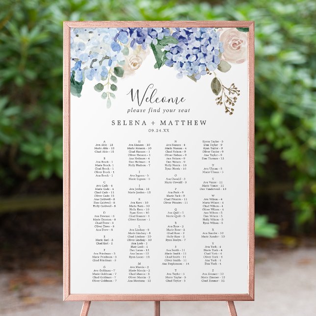 Elegant Hydrangea Wedding Seating Chart Poster (Creator Uploaded)