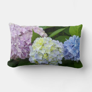 Elegant Hydrangeas purple blue pink floral Lumbar Cushion
