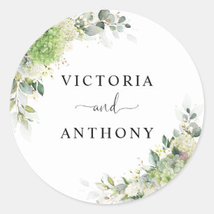 Elegant Hydrangeas Wedding Classic Round Sticker