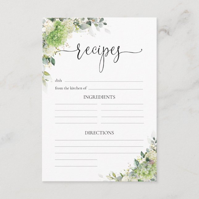 Elegant Hydrangeas Wedding Reception Enclosure Card (Front)
