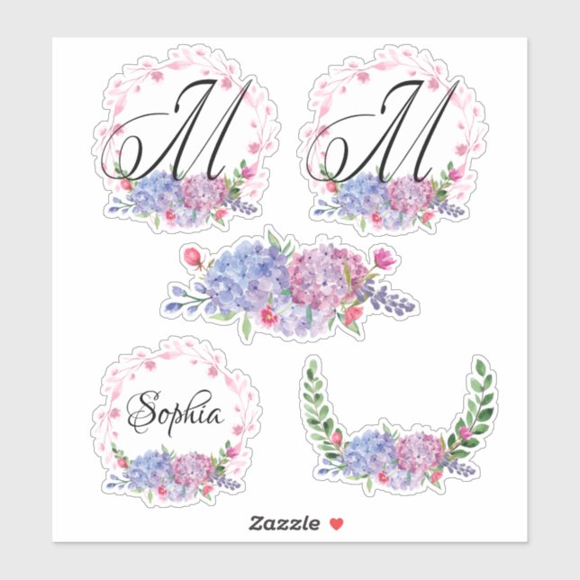 Elegant Hydrangeas | Wreaths | Monogram | Letter M (Sheet)