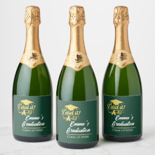 ELegant I did it Success Graduation Party Sparkling Wine Label