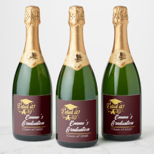 ELegant I did it Success Graduation Party Sparkling Wine Label