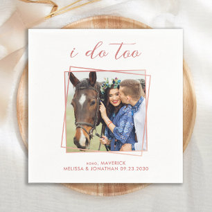 Elegant I Do Too Rose Gold Photo Pet Wedding Napkin