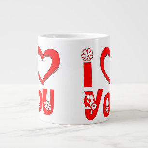Elegant I Love You Ceramic   Minimalist Red  Large Coffee Mug