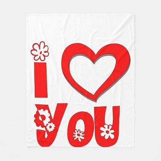 Elegant I Love You | Minimalist Red Fleece Blanket