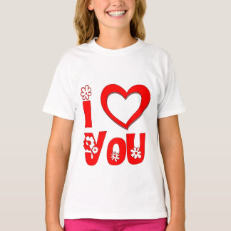 Elegant I Love You | Minimalist Red Girls T-Shirt
