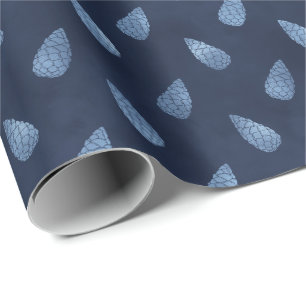 Elegant Ice Blue Christmas Pine Cones Gift Wrapping Paper