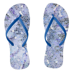 Elegant ice blue mosaic flip flops