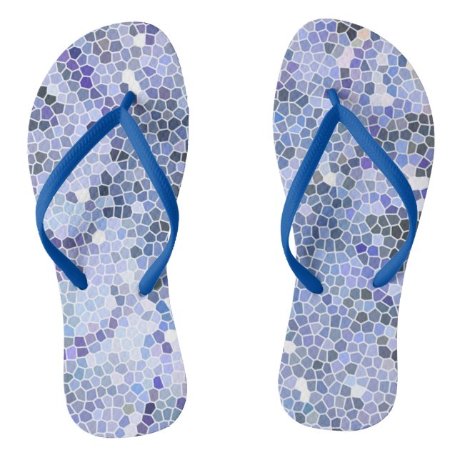 Elegant ice blue mosaic, modern flip flops (Footbed)