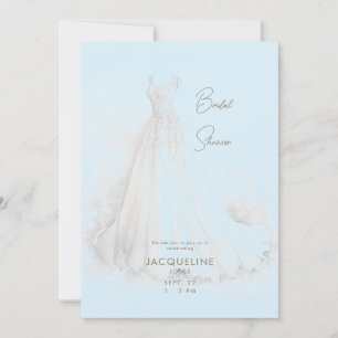 Elegant Ice Blue Wedding Dress Bridal Shower Invitation