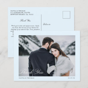 Elegant Ice Blue Winter Wedding Photo Thank You Postcard