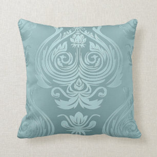 Elegant Ice Damask Print Vintage Look Throw Pillow