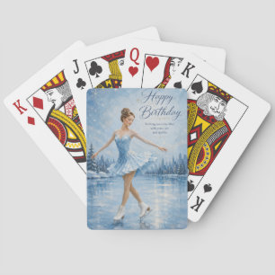 Elegant Ice Skater Birthday Greeting Playing Cards