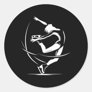 Elegant Ice Skater Winter Sport Graceful Artistic Classic Round Sticker