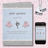 Elegant Ice Skating Glitter Figure Skate Birthday 