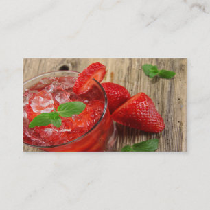 Elegant iced strawberry drink business card