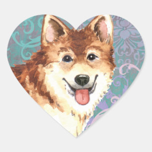 Elegant Icelandic Sheepdog Heart Sticker