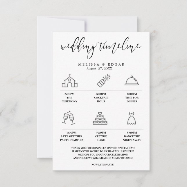 Elegant Icon Wedding Invitation Itinerary & Recept (Front)