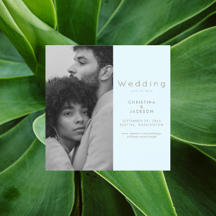 Elegant Icy Blue Photo Save the Date Magnetic Invitation