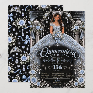Elegant Icy Blue Quinceañera Celebration Invitation