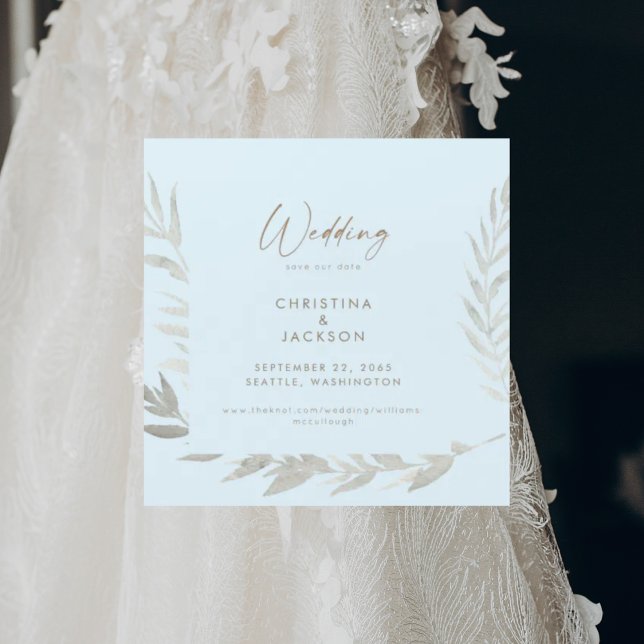 Elegant Icy Blue Wedding Save the Date Magnetic Invitation (Creator Uploaded)