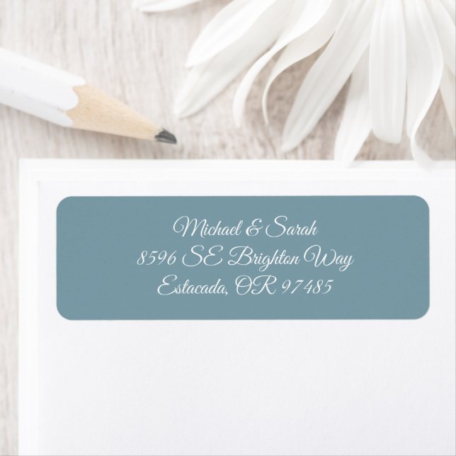 Elegant Icy Slate Blue Wedding Return Address (Insitu)
