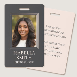 Elegant ID Badge Custom Photo Small Business Pink