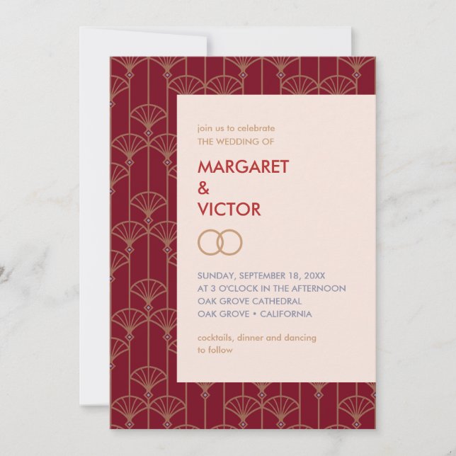Elegant Ikat pattern Wedding Invitation (Front)
