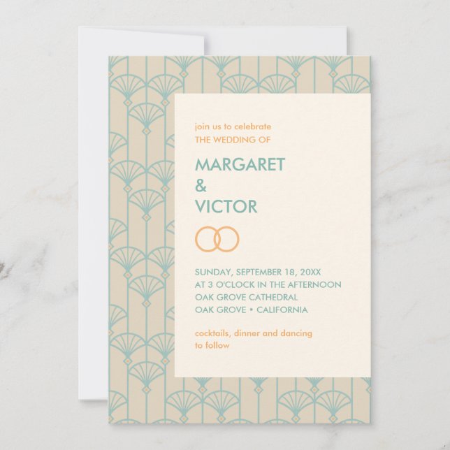 Elegant Ikat pattern Wedding Invitation (Front)