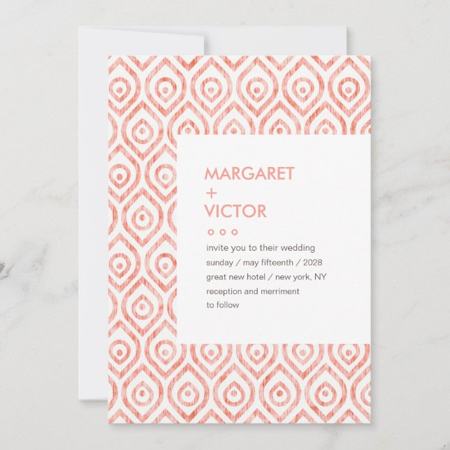 Elegant Ikat pattern Wedding Invitation (Front)