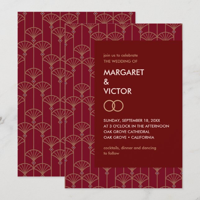 Elegant Ikat pattern Wedding Invitation (Front/Back)