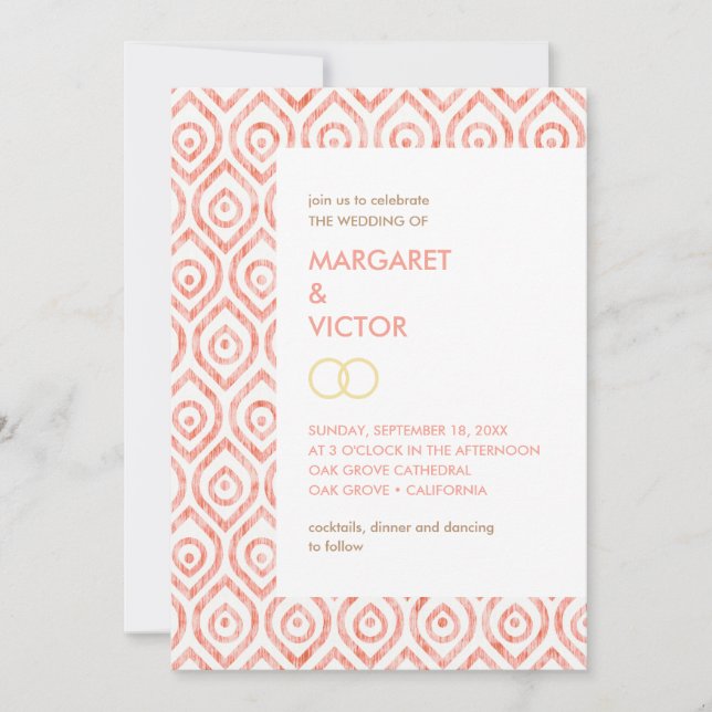 Elegant Ikat pattern Wedding Invitation (Front)