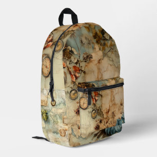 Elegant illustration classic world map Antique Printed Backpack