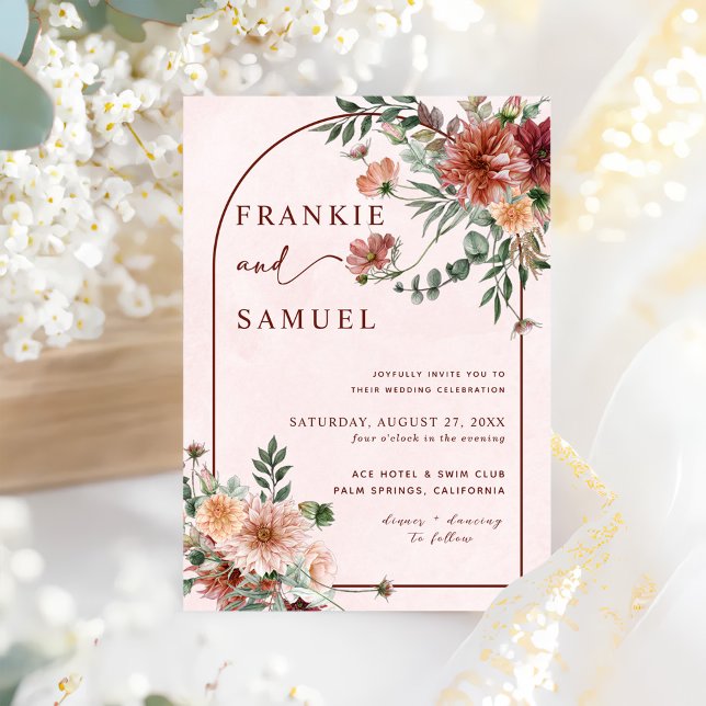 Elegant in Autumn Pink Tones Wedding Invitation (Creator Uploaded)