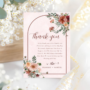 Elegant in Autumn Pink Tones  Wedding Thank You Card