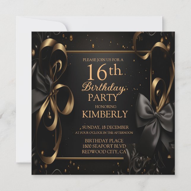 Elegant In Black Invitation (Front)