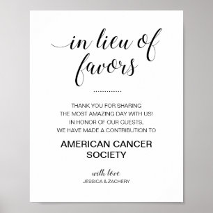 Elegant In Lieu Of Favors Donation Wedding Sign